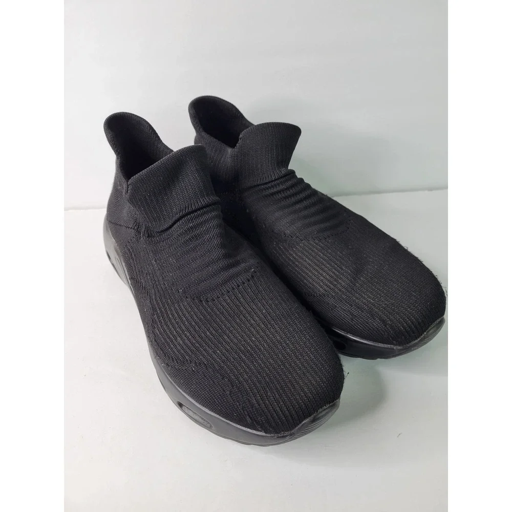 Black Knit Slip On Sock Sneakers Air Cushion Platform Walking Shoes Size 42